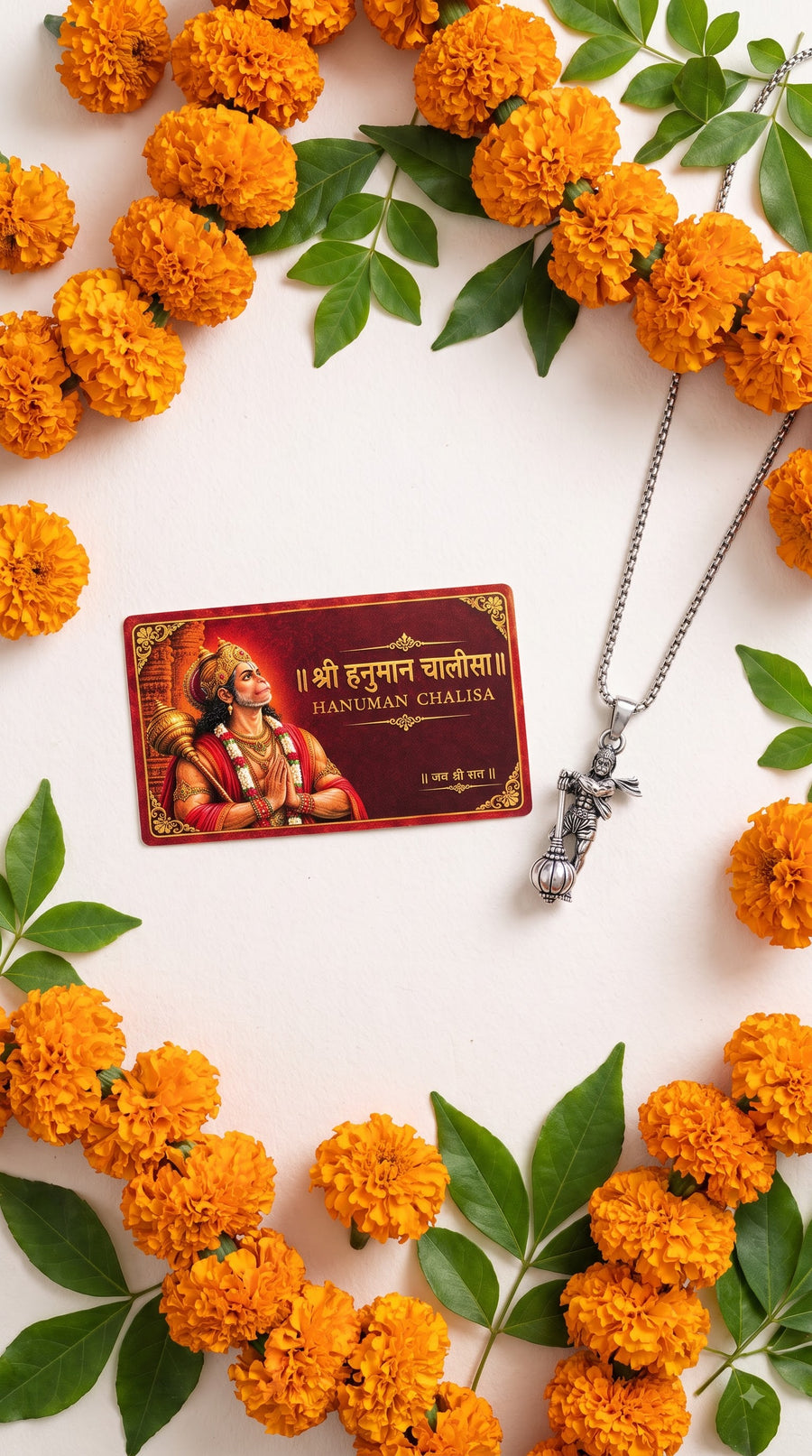 Hanuman Chalisa Card & Hanuman Gada Pendant Set