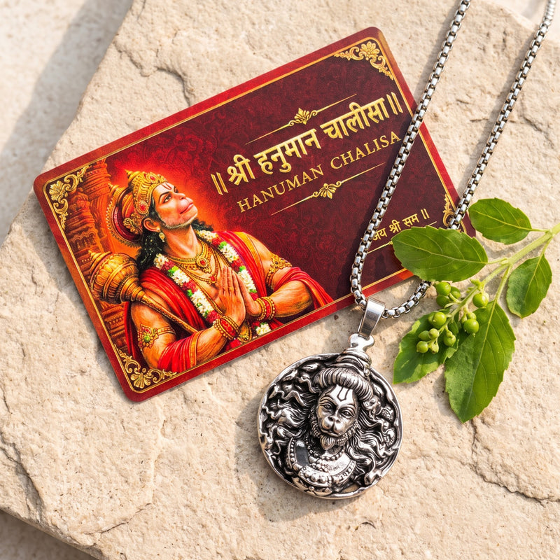 Hanuman Chalisa Card & Medallion Pendant Set
