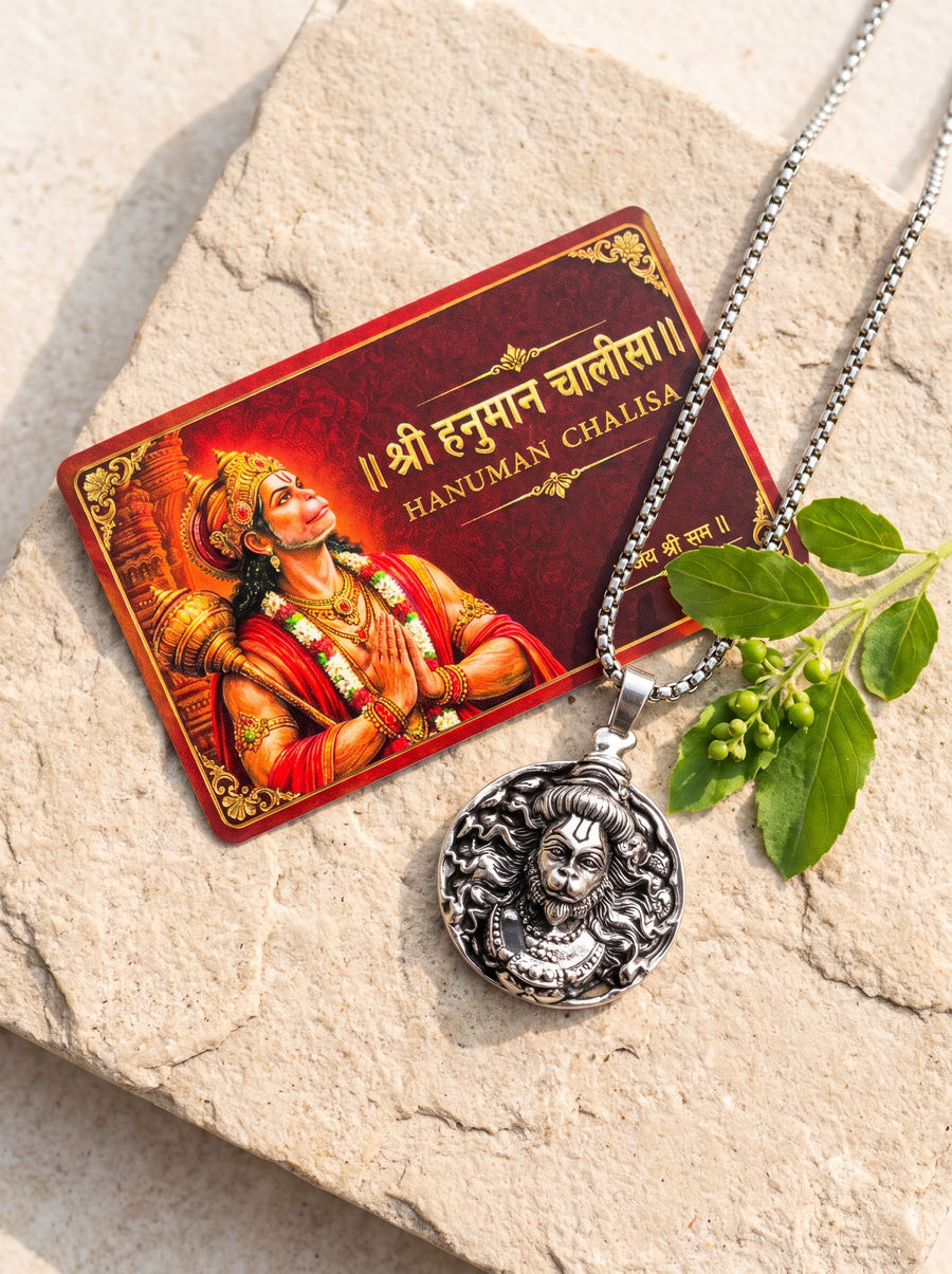 Hanuman Chalisa Card & Medallion Pendant Set