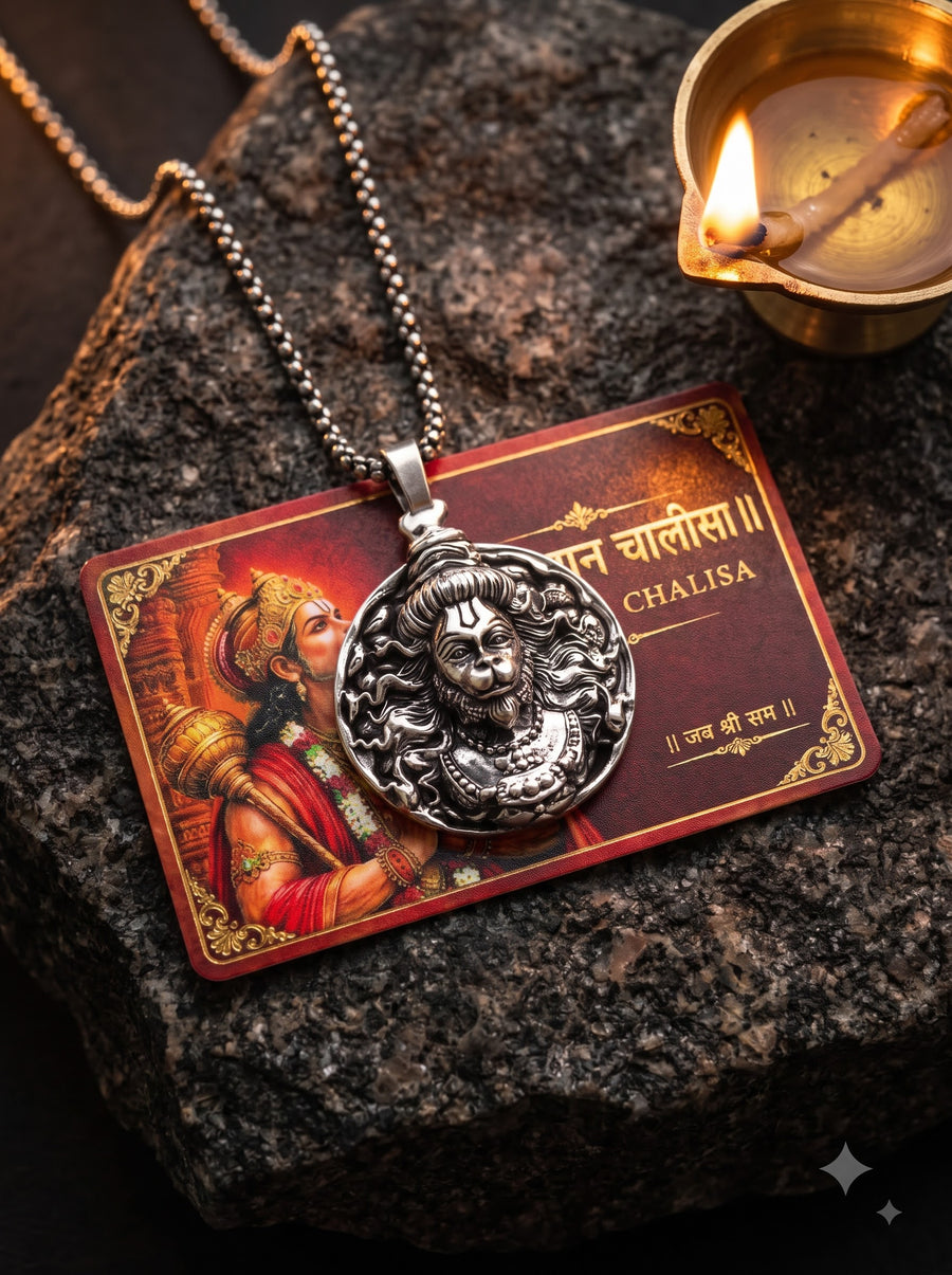 Hanuman Chalisa Card & Medallion Pendant Set