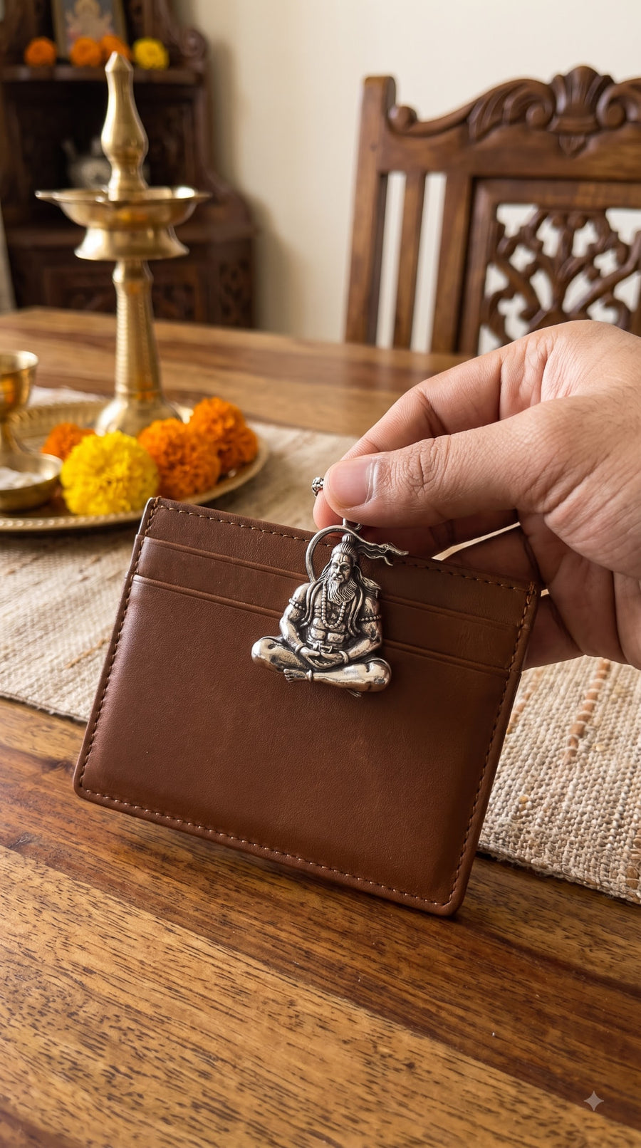 Hanuman Chalisa Card and Meditating Hanuman Pendant Combo Set